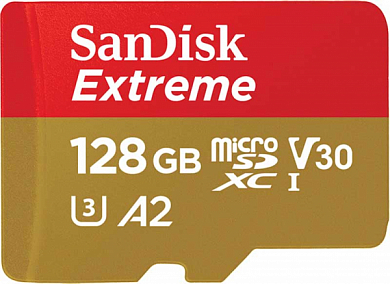 Карта памяти microSDXC SANDISK Extreme 128Gb, Class10 UHS-I U3 V30 A2 (SDSQXA1-128G-GN6MA)