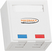 Розетка СКС 2 порта RJ-45 (8p8c) кат. 5e NIKOMAX NMC-WO2UD2-FT-ST-WT