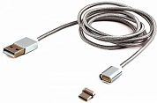 Магнитный кабель USB Type-C - USB Am, CABLEXPERT CC-USB2-AMUCMM, 1 м, серебристый