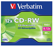 Диск CD-RW VERBATIM 700Mb (43148-1), Jewel Case