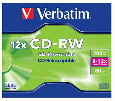 Диск CD-RW VERBATIM 700Mb (43148-1), Jewel Case