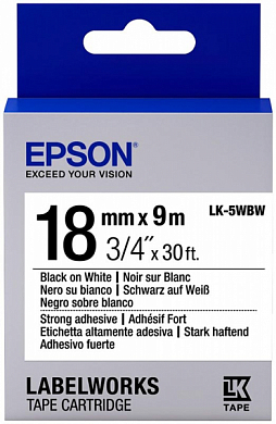 Кассета с лентой EPSON C53S655012 Black on White (18мм x 9м)