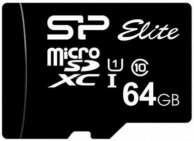 Карта памяти microSDXC SILICON POWER Elite 64Gb, Class10 UHS-I (SP064GBSTXBU1V10)