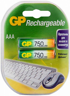 Аккумулятор AAA GP, 750 mAh, 1.2V (2 шт)
