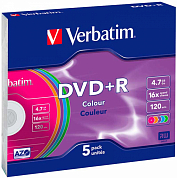 Диск DVD+R VERBATIM 4.7Gb (43556), Slim Case, 5 шт