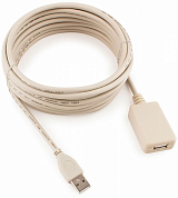Кабель-удлинитель активный USB 2.0, USB Am - USB Af, CABLEXPERT UAE016, 4.5 м, серый