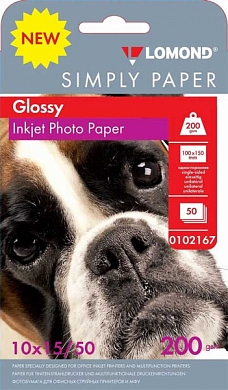 Фотобумага LOMOND Simply Paper глянцевая 10x15, 200 г/м2, 50 л.