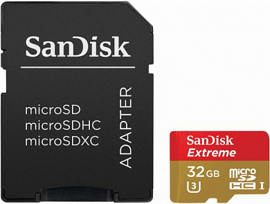 Карта памяти microSDHC SANDISK Extreme 32Gb, Class10 UHS-I U3 A1 (SDSQXAF-032G-GN6MA)