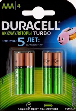 Аккумулятор AAA DURACELL, 900 mAh, 1.2V (4 шт)