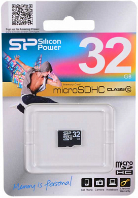 Карта памяти microSDHC SILICON POWER 32Gb, Class10 UHS-I (SP032GBSTH010V10)