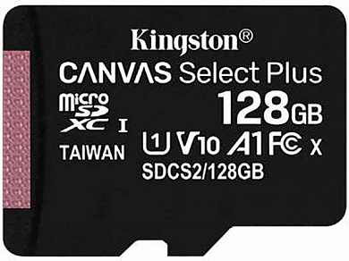 Карта памяти microSDXC KINGSTON Canvas Select Plus 128Gb, Class10 UHS-I U1 A1 (SDCS2/128GBSP)
