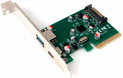 Контроллер PCI-E GEMBIRD SPCR-02, USB 3.1 USB C, USB A