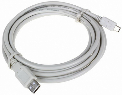 Кабель USB 2.0, USB Am - Mini USB Bm (5 pin), DH&R, 1 м, серый