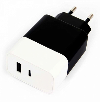 Сетевое зарядное устройство CABLEXPERT MP3A-PC-26, USB C, USB A, черно-белое