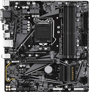 Материнская плата GIGABYTE B460M DS3H Intel B460, FCLGA1200, DDR4, RAID, VGA, DVI, HDMI, 6*USB3.2, 2*USB2.0, PS/2, GLAN, mATX