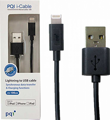 Кабель Apple Lightning - USB Am, PQI i-Cable 100, 1 м, черный