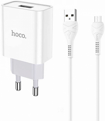 Сетевое зарядное устройство HOCO C81A, USB A, белое