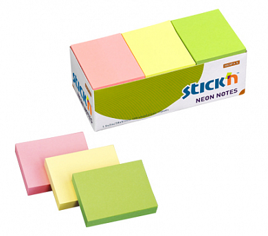 Самоклеящийся бумажный блок HOPAX 21131, 38x51мм, 3 цвета, неоновый