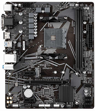 Материнская плата GIGABYTE A520M S2H AMD A520, AM4, DDR4, RAID, VGA, DVI, HDMI, 4*USB2.0, 4*USB3.2, PS/2, GLAN, mATX