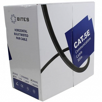 Кабель UTP4 cat 5e, внутренний, одножильный, CCA, 5BITES, серый, 305 м