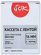 Кассета с лентой SAKURA SLTZE261 Black on White (36мм x 8м)