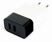 Сетевое зарядное устройство CABLEXPERT MP3A-PC-27W, USB A x 2, бело-черное