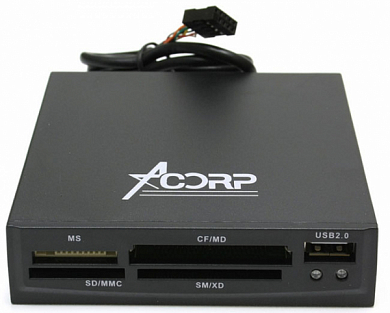 Внутренний картридер 3.5" ACORP CRIP200-B, черный