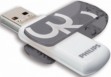 Флешка USB PHILIPS Vivid 32Gb, USB 2.0, бело-серый