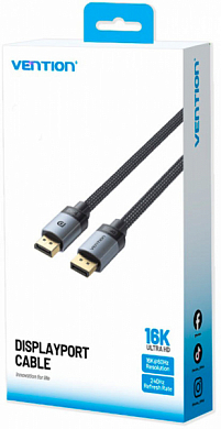 Кабель DisplayPort v2.1, DisplayPort (m) - DisplayPort (m), VENTION HGBHF, 1 м, черный