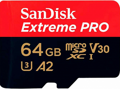 Карта памяти microSDXC SANDISK Extreme PRO 64Gb, Class10 UHS-I U3 V30 A2 (SDSQXCY-064G-GN6MA)
