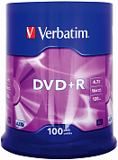 Диск DVD+R VERBATIM 4.7Gb (43551), Cake Box, 100 шт