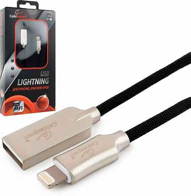 Кабель Apple Lightning - USB Am, CABLEXPERT Platinum CC-P-APUSB02, 0.5 м, черный