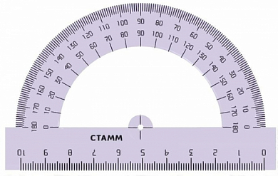 Транспортир 10 см, 180˚ СТАММ TP-13, пластик, ассорти