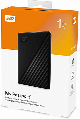 Внешний жесткий диск WD My Passport, 1Тб (WDBYVG0010BBK-WESN)