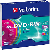 Диск DVD-RW VERBATIM 4.7Gb (43563-1), Slim Case