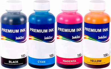 Комплект чернил INKTEC C2010/C2011-100M-4 для Canon, пигмент + водные, 400 мл, 4 цвета
