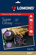 Фотобумага LOMOND Premium Inkjet Photo Paper суперглянцевая A4, 200 г/м2, 20 л.