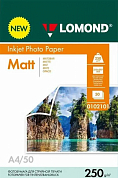 Фотобумага LOMOND матовая двусторонняя A4, 250 г/м2, 50 л.