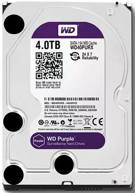 Жесткий диск 3.5" WD Purple 4Тб (WD40PURX)