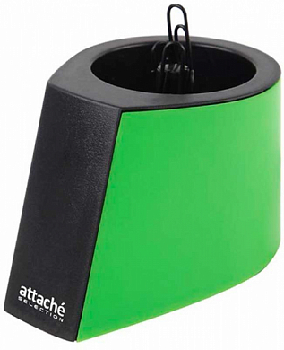 Скрепочница магнитная ATTACHE Selection, со скрепками, черно-зеленая