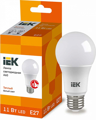 Светодиодная лампа IEK, 11 Вт, A60, E27, 3000K