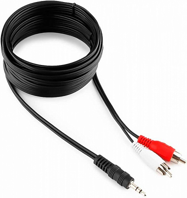 Кабель соединительный jack 3.5 мм (3 pin) - RCA (m) x 2, CABLEXPERT CCA-458, 5 м, черный