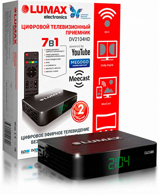 ТВ ресивер DVB-T2, DVB-C LUMAX DV2104HD, черный