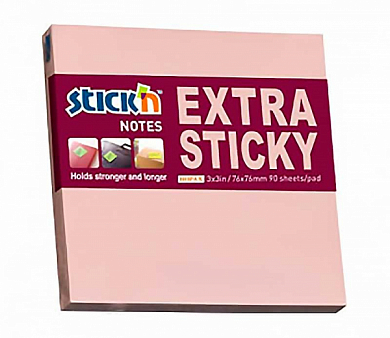 Самоклеящийся бумажный блок HOPAX Extra 21661, 76x76 мм, розовый пастельный