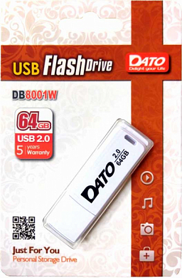 Флешка USB DATO DB8001W 64Gb, USB 2.0, белый