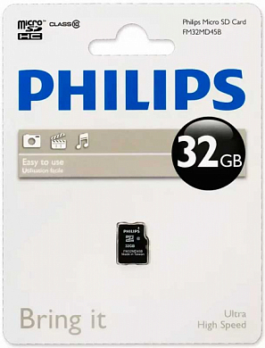 Карта памяти microSDHC PHILIPS 32Gb, Class10 (FM32MD45B/97)