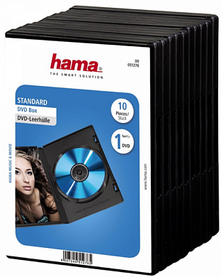 Коробка DVD Jewel HAMA 00051276, черная (10 шт)