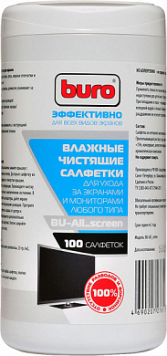 Влажные салфетки BURO BU-All_screen, 100 шт