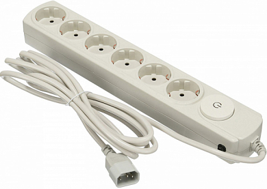 Сетевой фильтр IPPON BK-6, 6 розеток, для ИБП, 3 м, белый