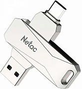 Флешка USB NETAC U782C 128Gb, USB 3.0, серебристый